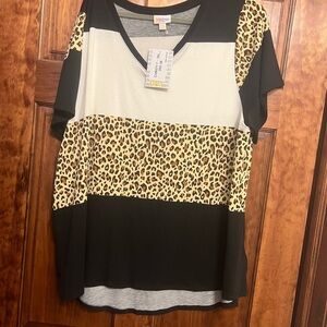 LuLaRoe Black and White V-Neck Christy T-Shirt